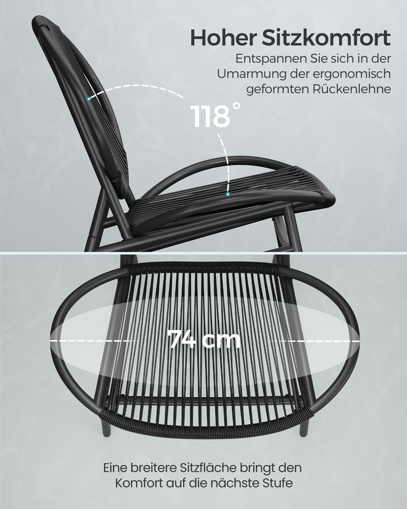 Balkonmeubelset - Set van 3 met tafel en 2 stoelen - Balkonset - Tuinset - De Vries Wonen