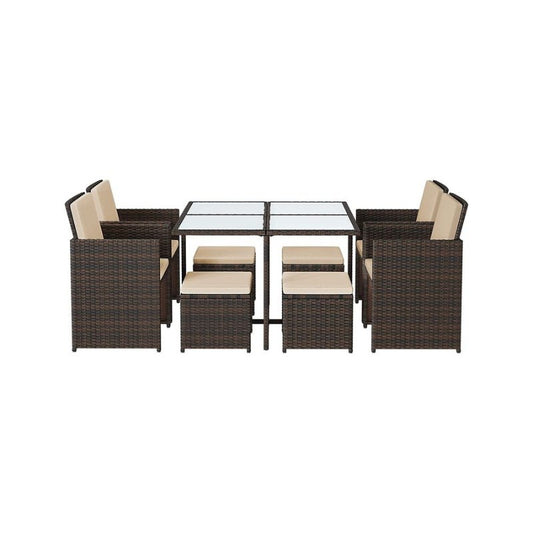 Complete Tuinmeubelset - Polyrattan Stoelen + Tafel - Terras Set met Kussens - De Vries Wonen